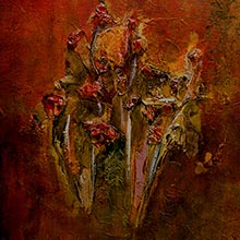 Flores sangrientas - 2013 - 62 x 53 cm. Tecnica mixta sobre pan de oro y madera